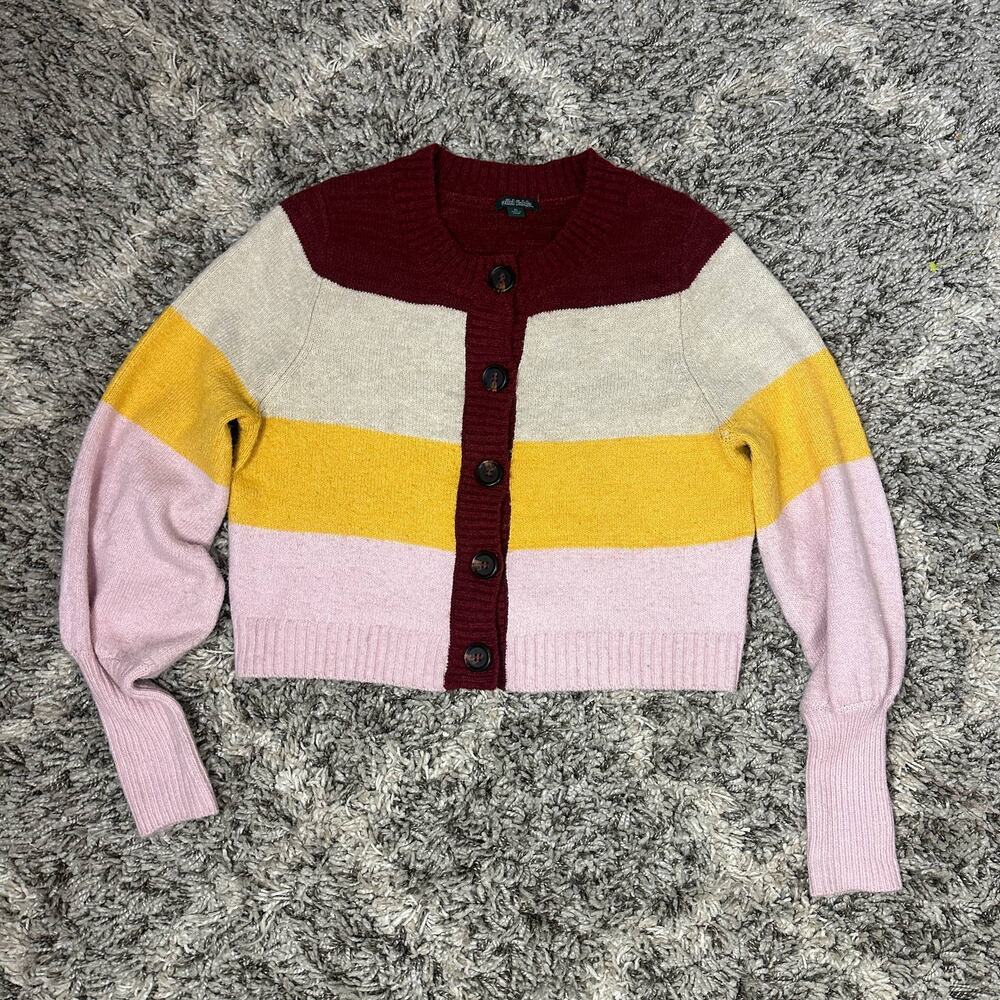 Wild Fable Colorblock Stripe Cropped Button Down Cardigan Sweater XL